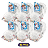 Twelve-pack of Eti Puf Coconut Marshmallow Biscuit Snacks in transparent packaging, each labeled with a charming penguin design and product details. These delightful biscuits are as versatile as household cleaning puffs during your break.